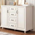 Commode combinée en bois blanc-brun et métal, style classique