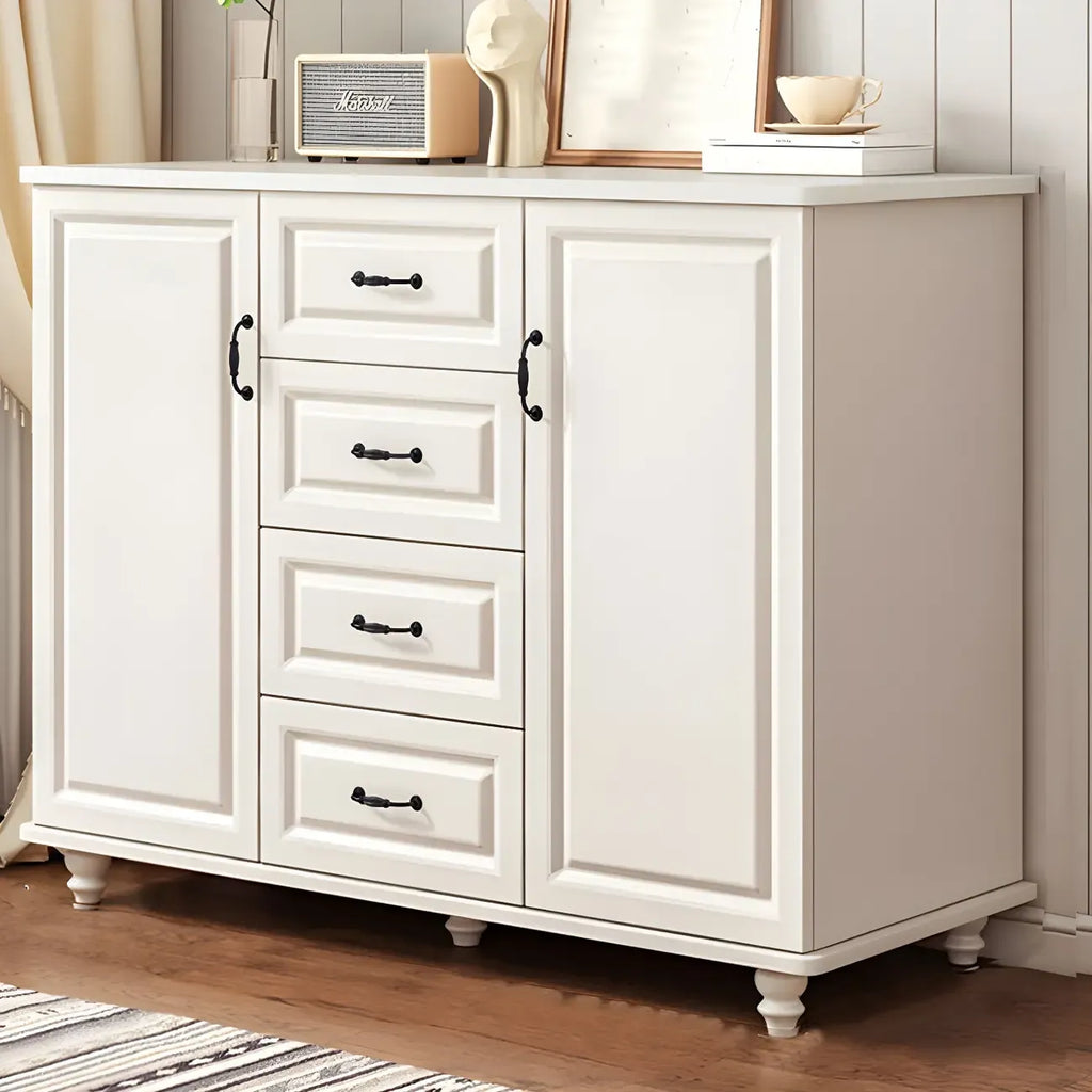 Commode combinée en bois blanc-brun et métal, style classique