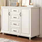Commode combinée en bois blanc-brun et métal, style classique