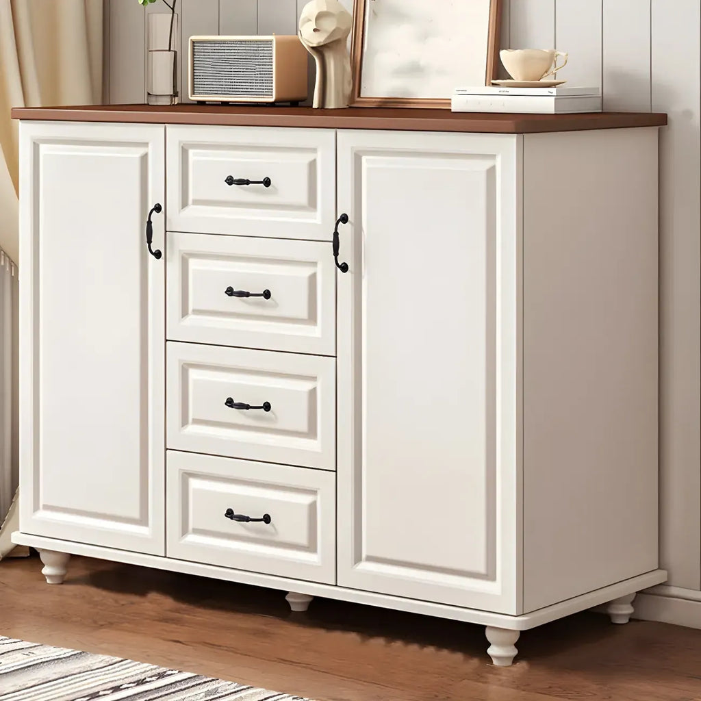 Commode combinée en bois blanc-brun et métal, style classique