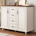 Commode combinée en bois blanc-brun et métal, style classique