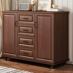 Commode combinée en bois blanc-brun et métal, style classique