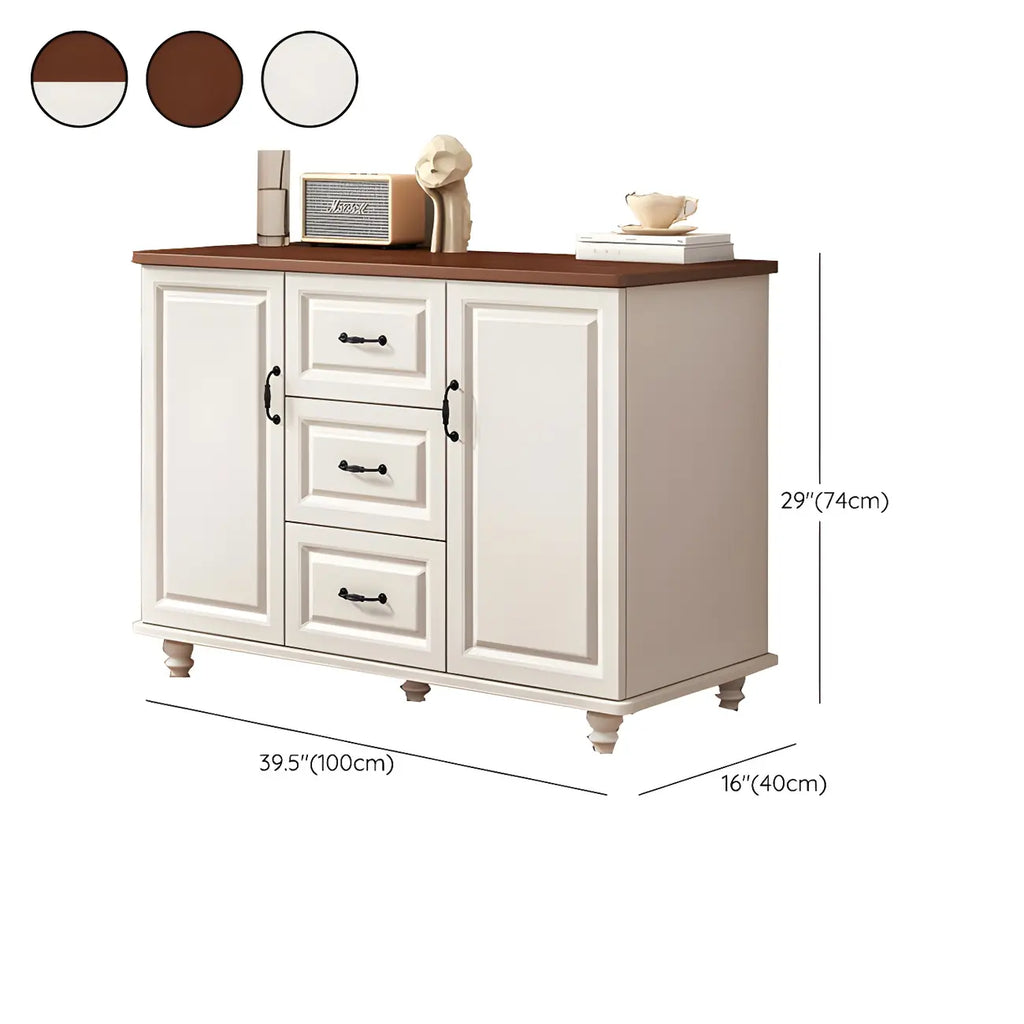 Commode combinée en bois blanc-brun et métal, style classique