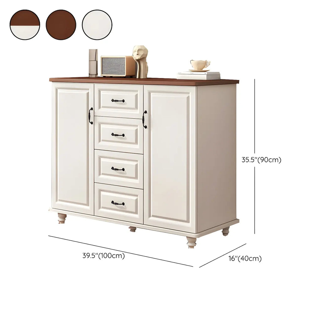 Commode combinée en bois blanc-brun et métal, style classique