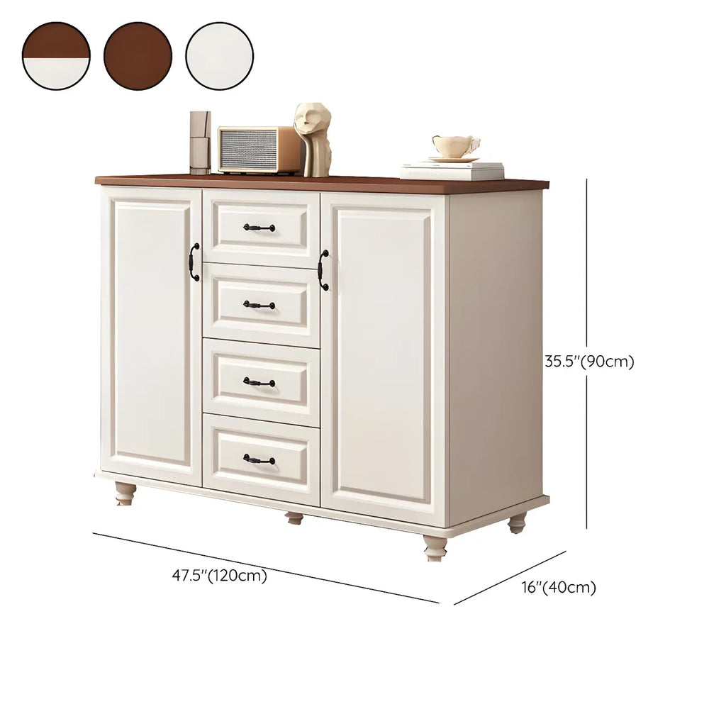 Commode combinée en bois blanc-brun et métal, style classique