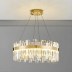 Lustre LED rond en cristal doré glamour pour salon