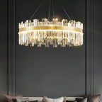 Lustre LED rond en cristal doré glamour pour salon