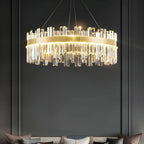 Lustre LED rond en cristal doré glamour pour salon
