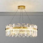 Lustre LED rond en cristal doré glamour pour salon