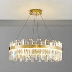 Lustre LED rond en cristal doré glamour pour salon