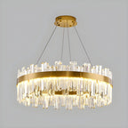 Lustre LED rond en cristal doré glamour pour salon