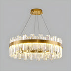 Lustre LED rond en cristal doré glamour pour salon