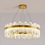 Lustre LED rond en cristal doré glamour pour salon