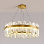 Lustre LED rond en cristal doré glamour pour salon