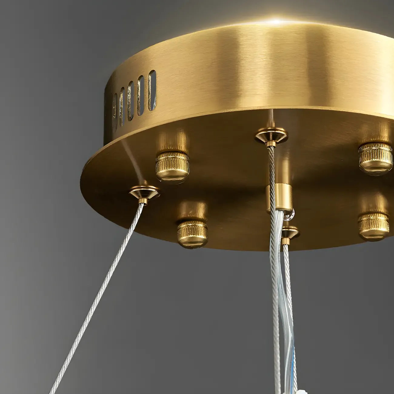 Lustre LED rond en cristal doré glamour pour salon