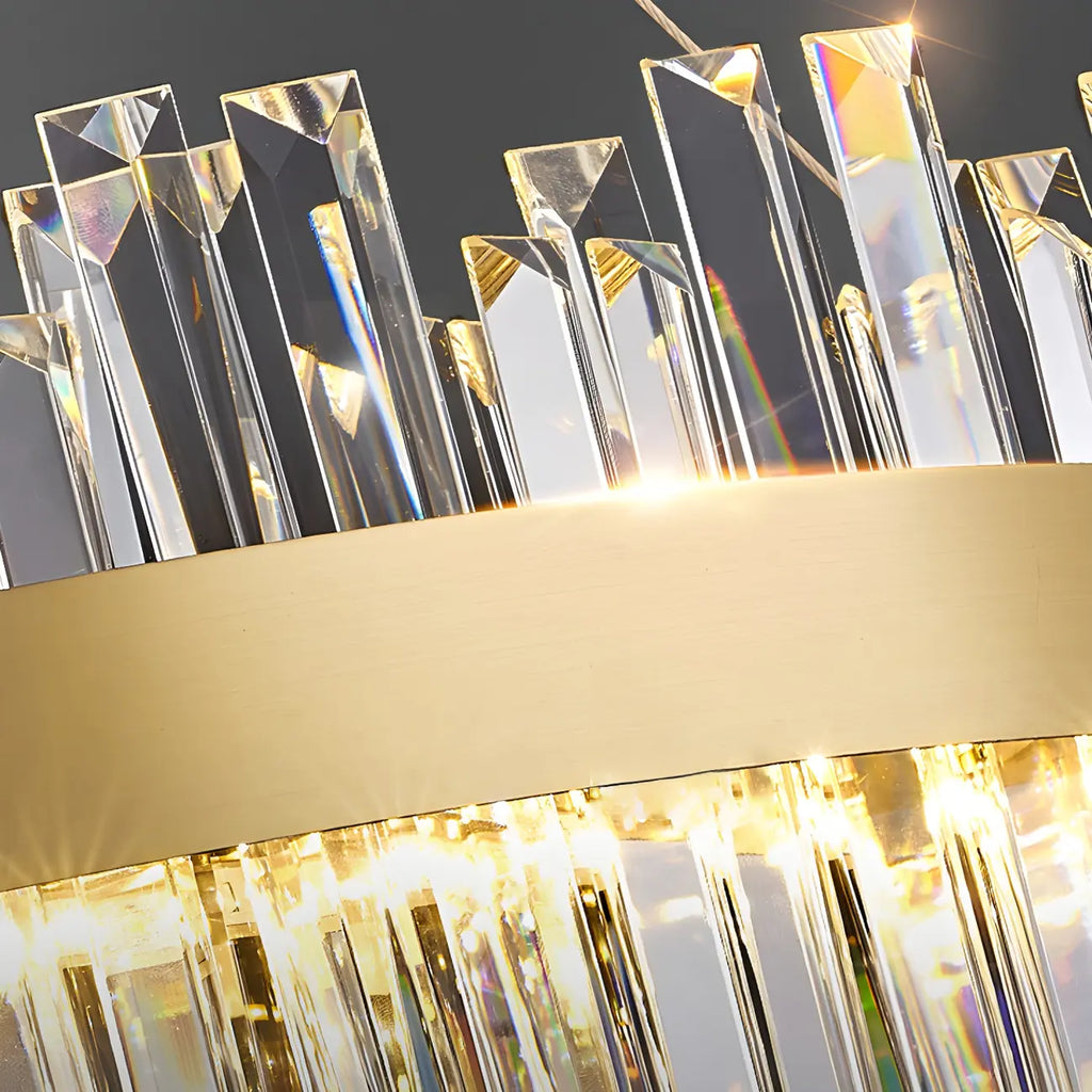 Lustre LED rond en cristal doré glamour pour salon