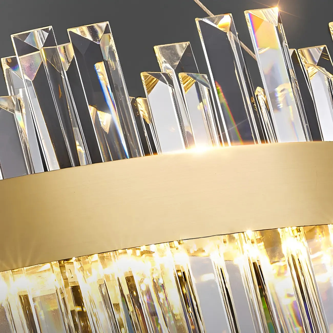 Lustre LED rond en cristal doré glamour pour salon