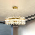 Lustre LED rond en cristal doré glamour pour salon