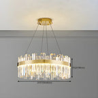 Lustre LED rond en cristal doré glamour pour salon