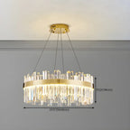 Lustre LED rond en cristal doré glamour pour salon