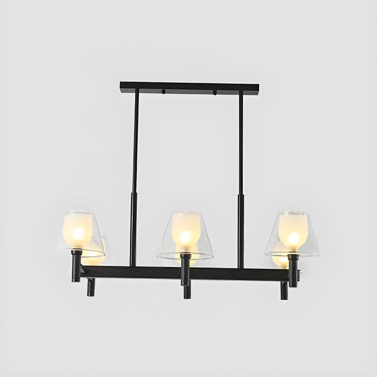 Grand luminaire suspendu de cuisine moderne en verre en forme de cône