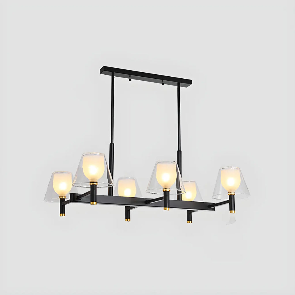 Grand luminaire suspendu de cuisine moderne en verre en forme de cône