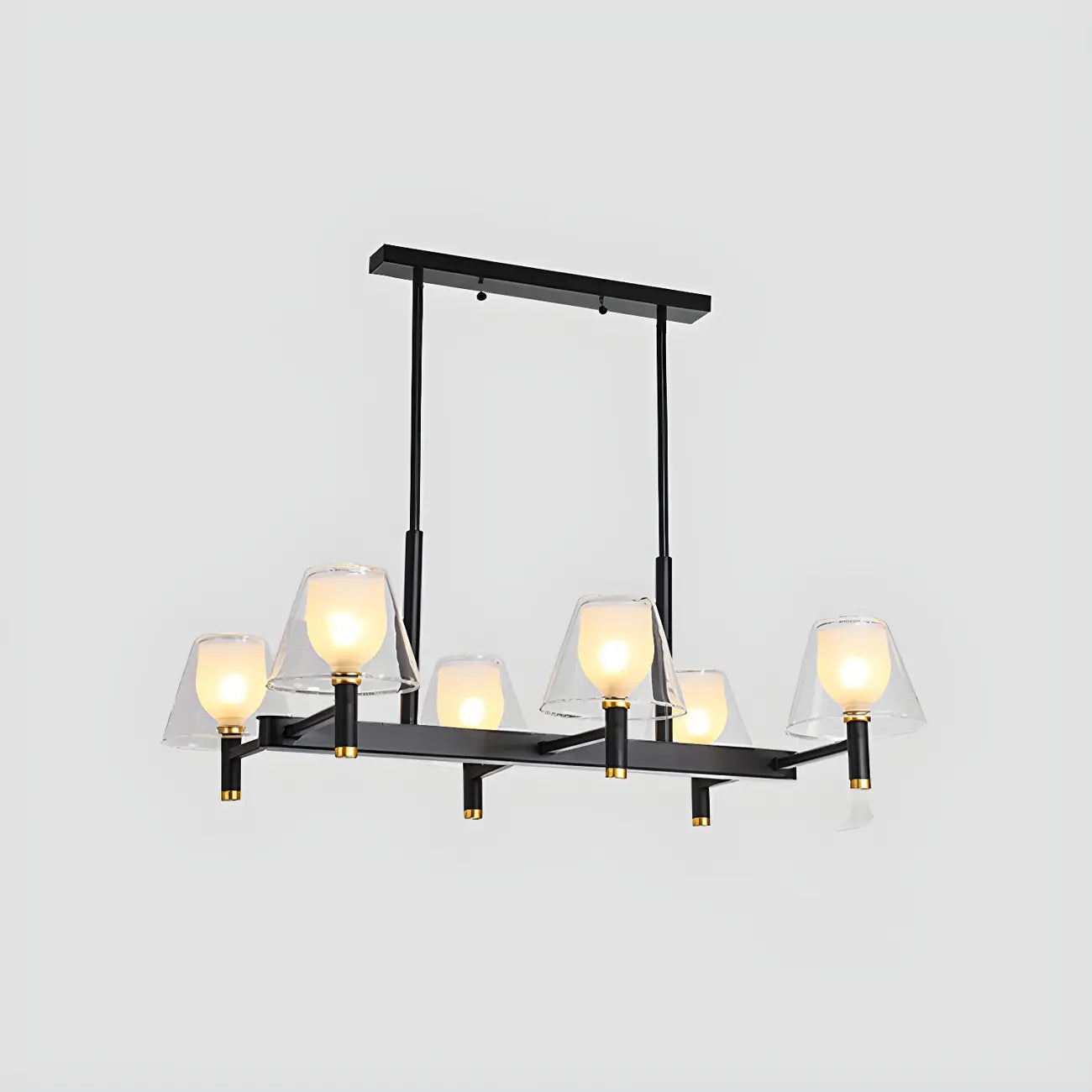 Grand luminaire suspendu de cuisine moderne en verre en forme de cône