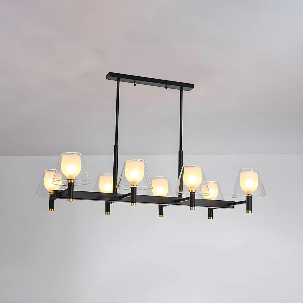 Grand luminaire suspendu de cuisine moderne en verre en forme de cône