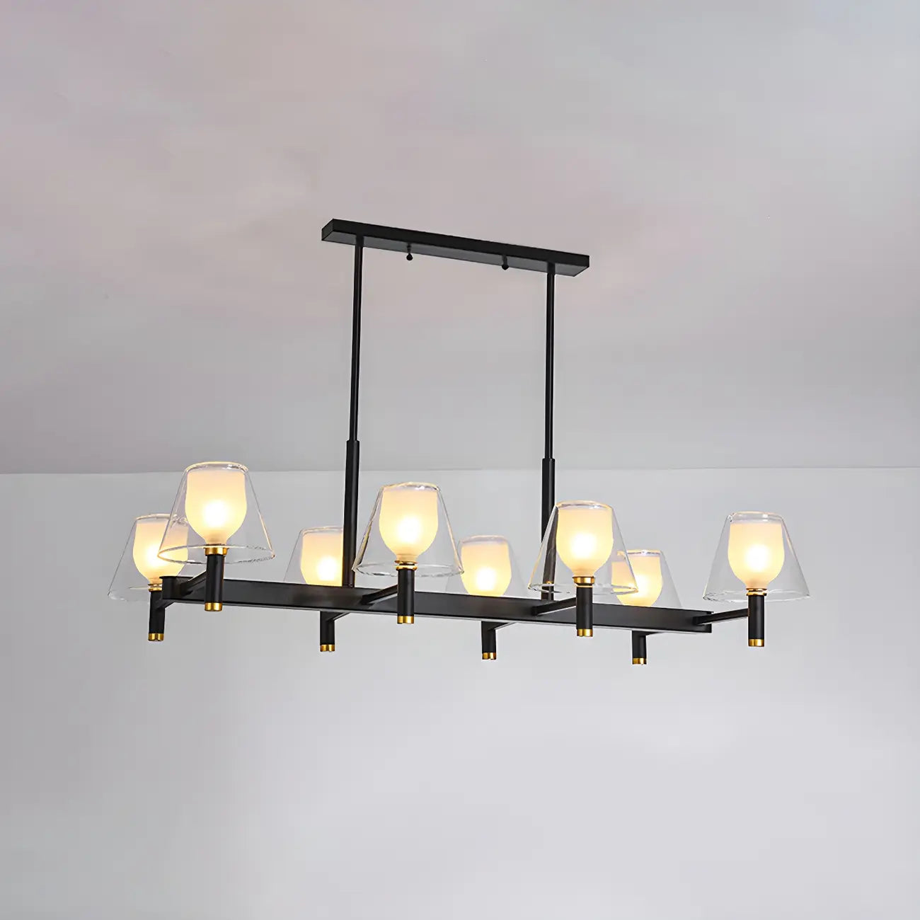 Grand luminaire suspendu de cuisine moderne en verre en forme de cône