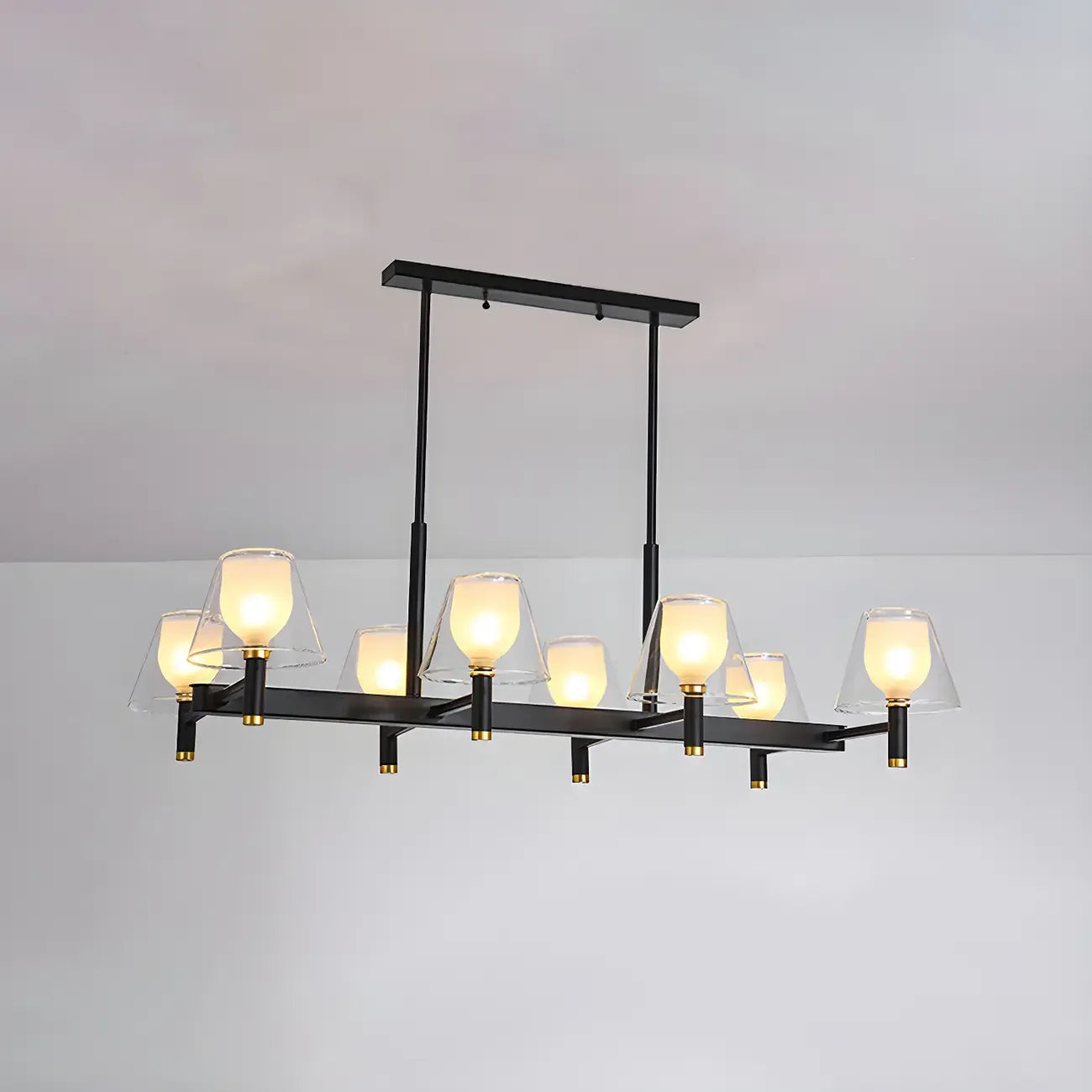 Grand luminaire suspendu de cuisine moderne en verre en forme de cône