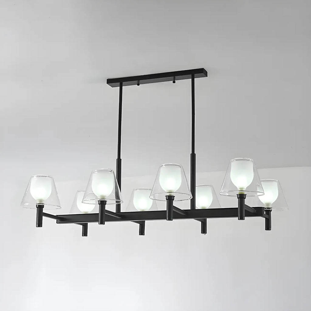 Grand luminaire suspendu de cuisine moderne en verre en forme de cône