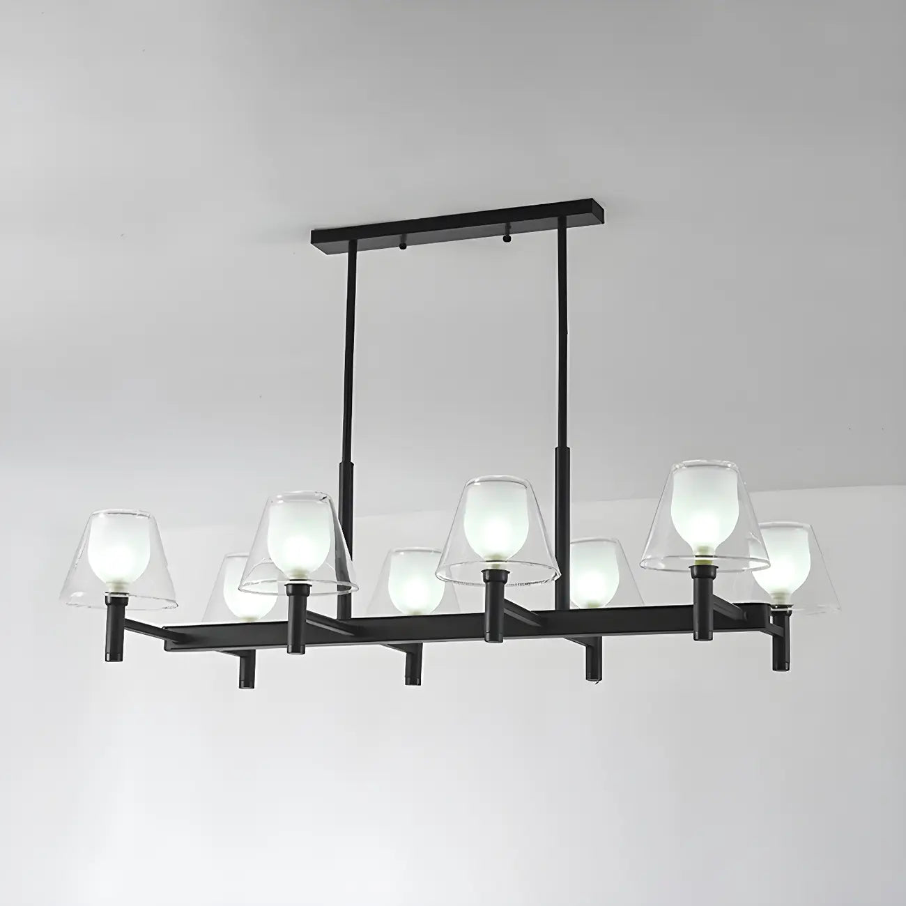 Grand luminaire suspendu de cuisine moderne en verre en forme de cône