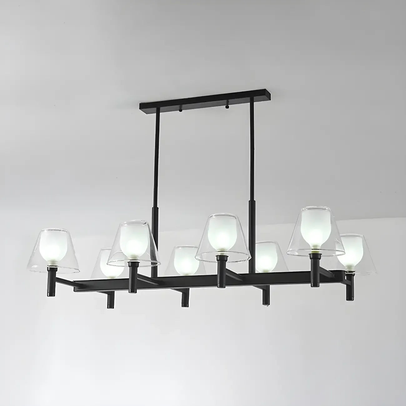 Grand luminaire suspendu de cuisine moderne en verre en forme de cône
