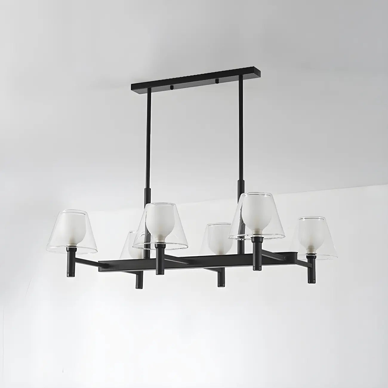 Grand luminaire suspendu de cuisine moderne en verre en forme de cône