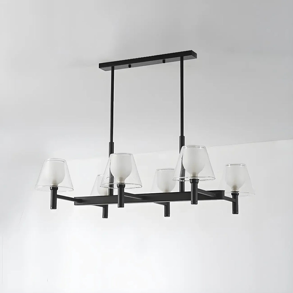 Grand luminaire suspendu de cuisine moderne en verre en forme de cône