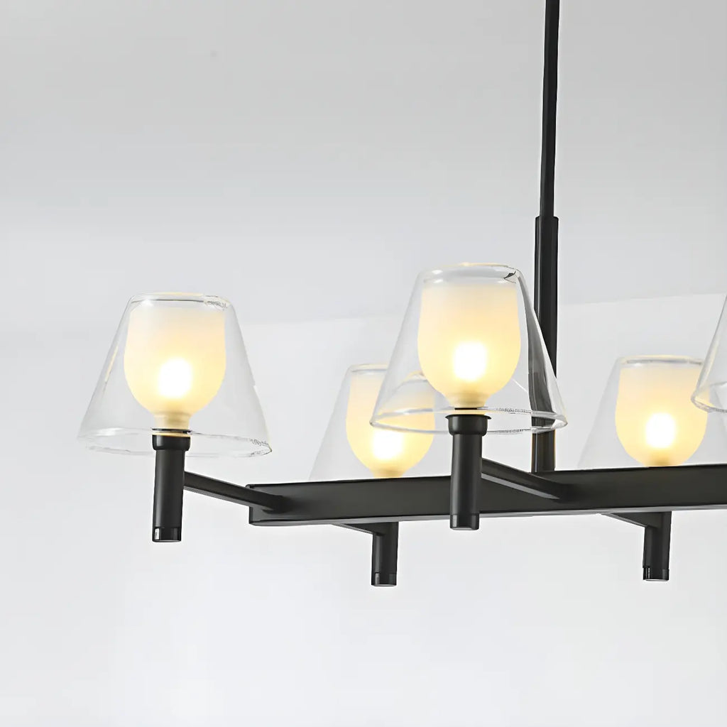 Grand luminaire suspendu de cuisine moderne en verre en forme de cône