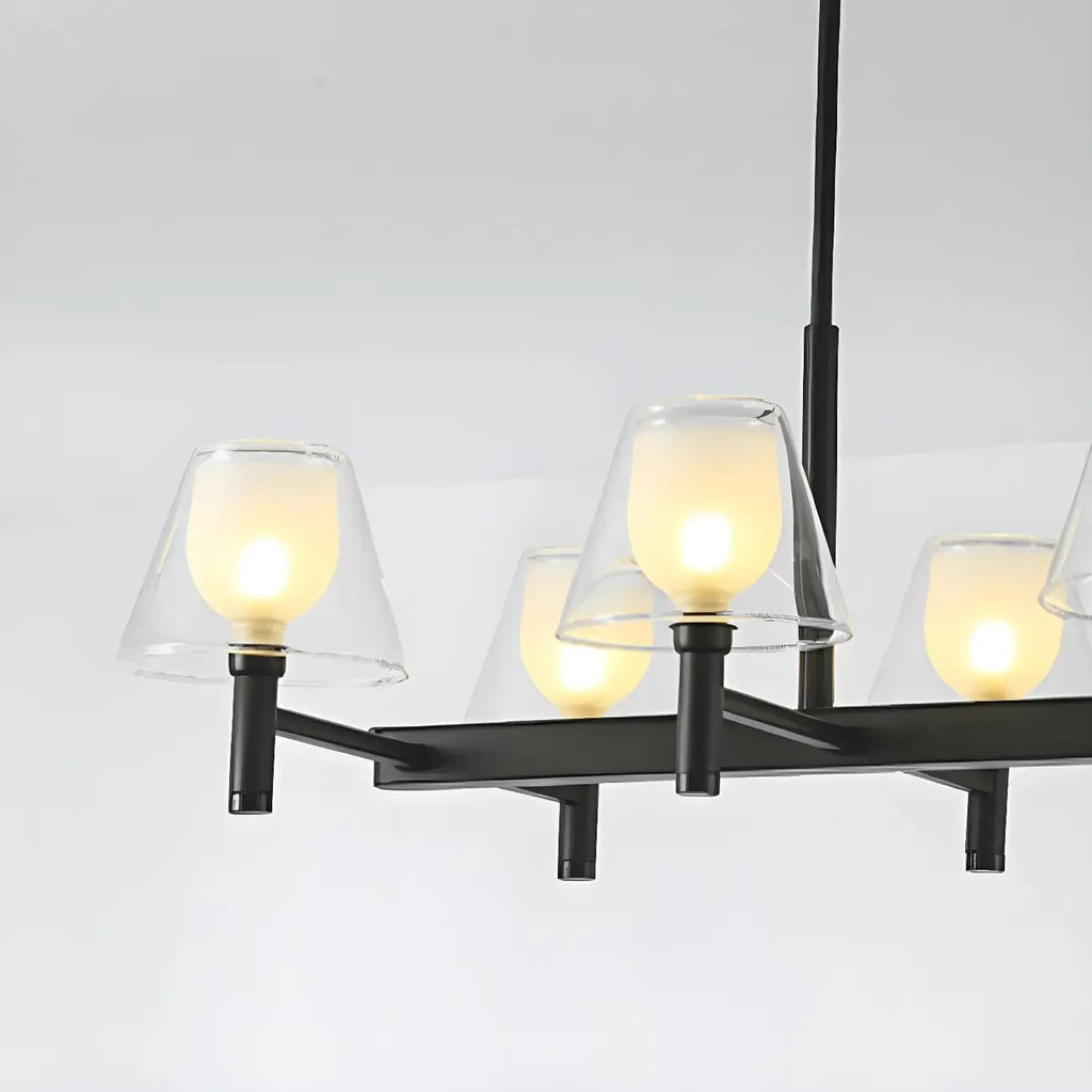 Grand luminaire suspendu de cuisine moderne en verre en forme de cône