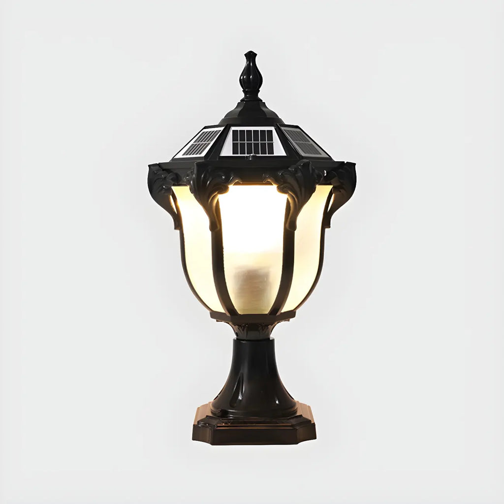 Luci Nere Solari Esterne a Palo in Metallo Vintage
