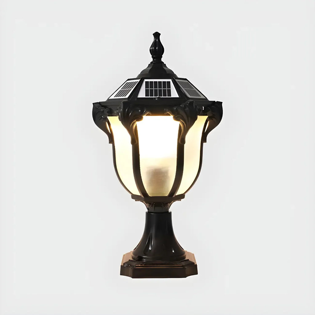 Luci Nere Solari Esterne a Palo in Metallo Vintage