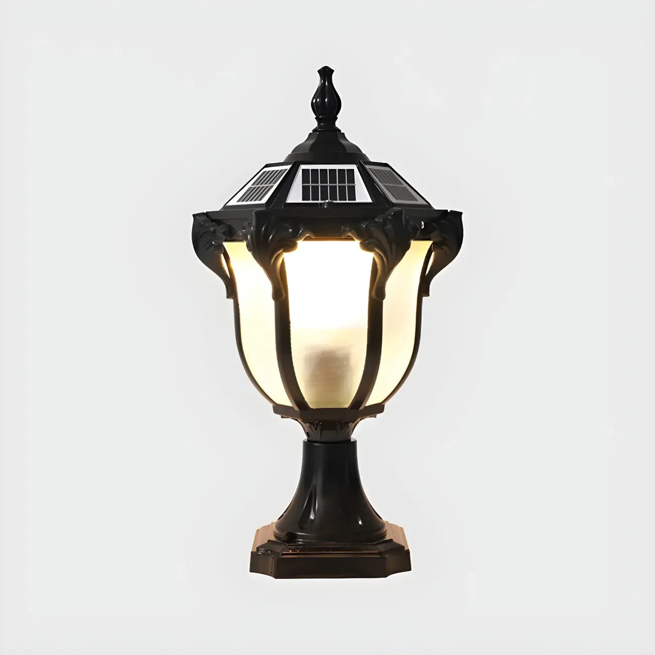 Luci Nere Solari Esterne a Palo in Metallo Vintage