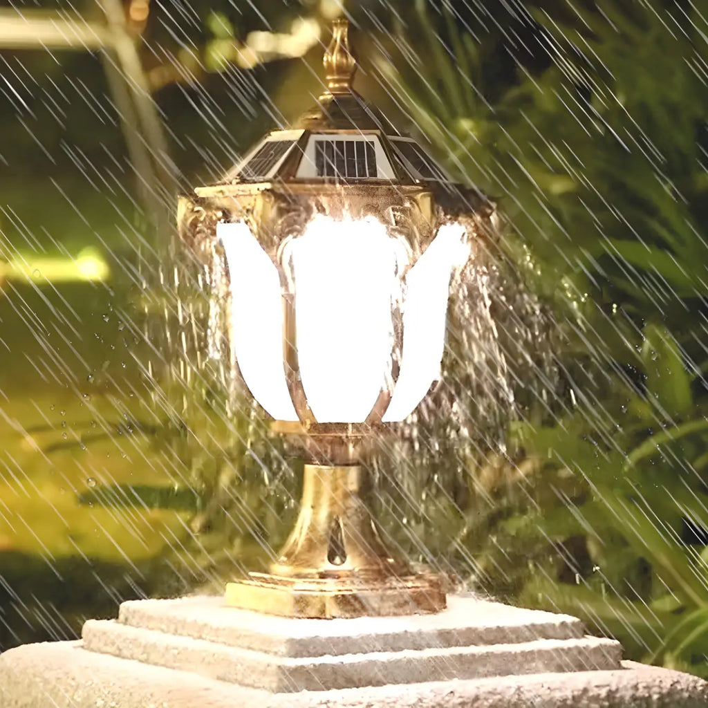 Luci Nere Solari Esterne a Palo in Metallo Vintage
