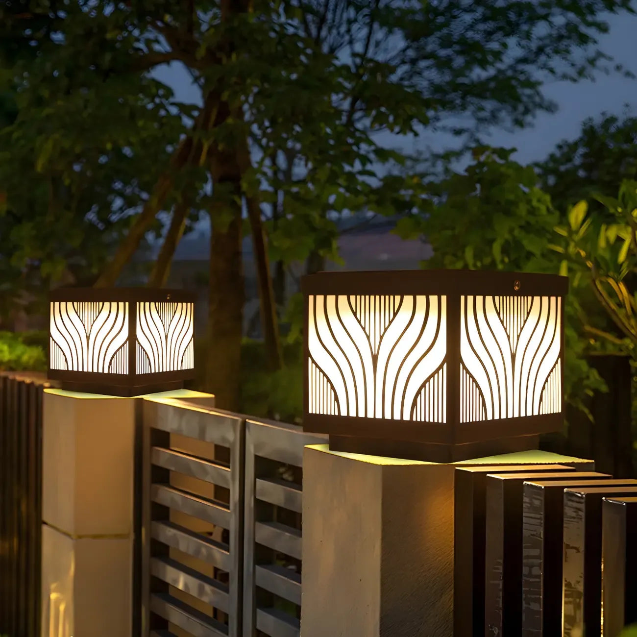 Lampes solaires d'extérieur étanches à rayures noires