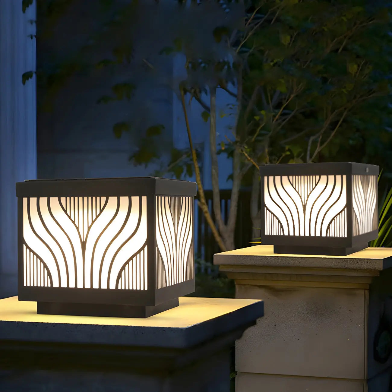 Lampes solaires d'extérieur étanches à rayures noires