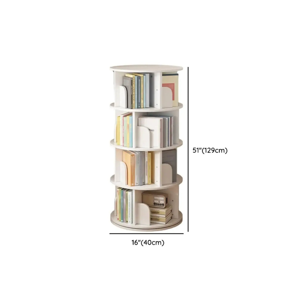 Bibliothèque cylindrique en bois marron à dos ouvert et pivotante