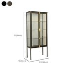 Vitrine lumineuse à étagères en verre et métal noir avec éclairage intégré