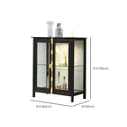 Vitrine lumineuse à étagères en verre et métal noir avec éclairage intégré