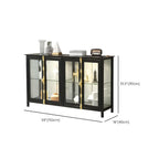 Vitrine lumineuse à étagères en verre et métal noir avec éclairage intégré