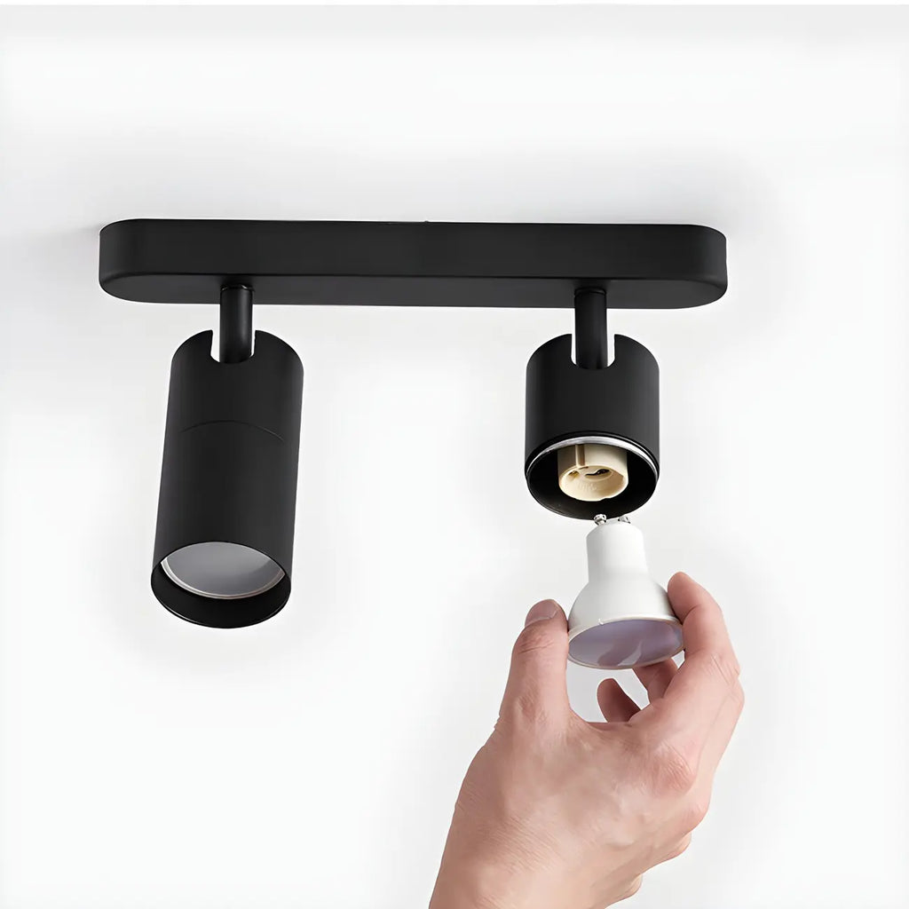 Mini projecteur sur rail cylindrique simple en métal semi-encastré
