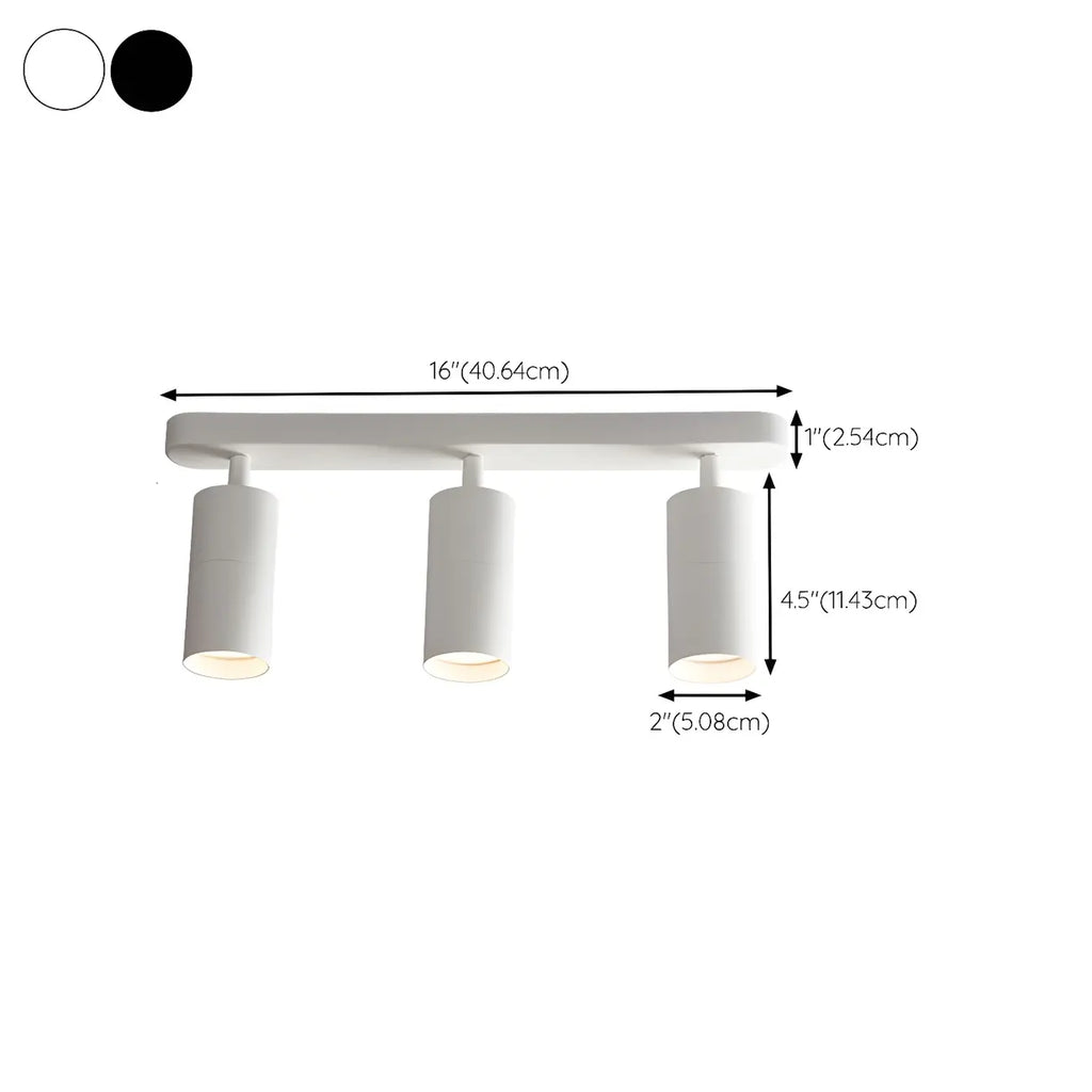 Mini projecteur sur rail cylindrique simple en métal semi-encastré