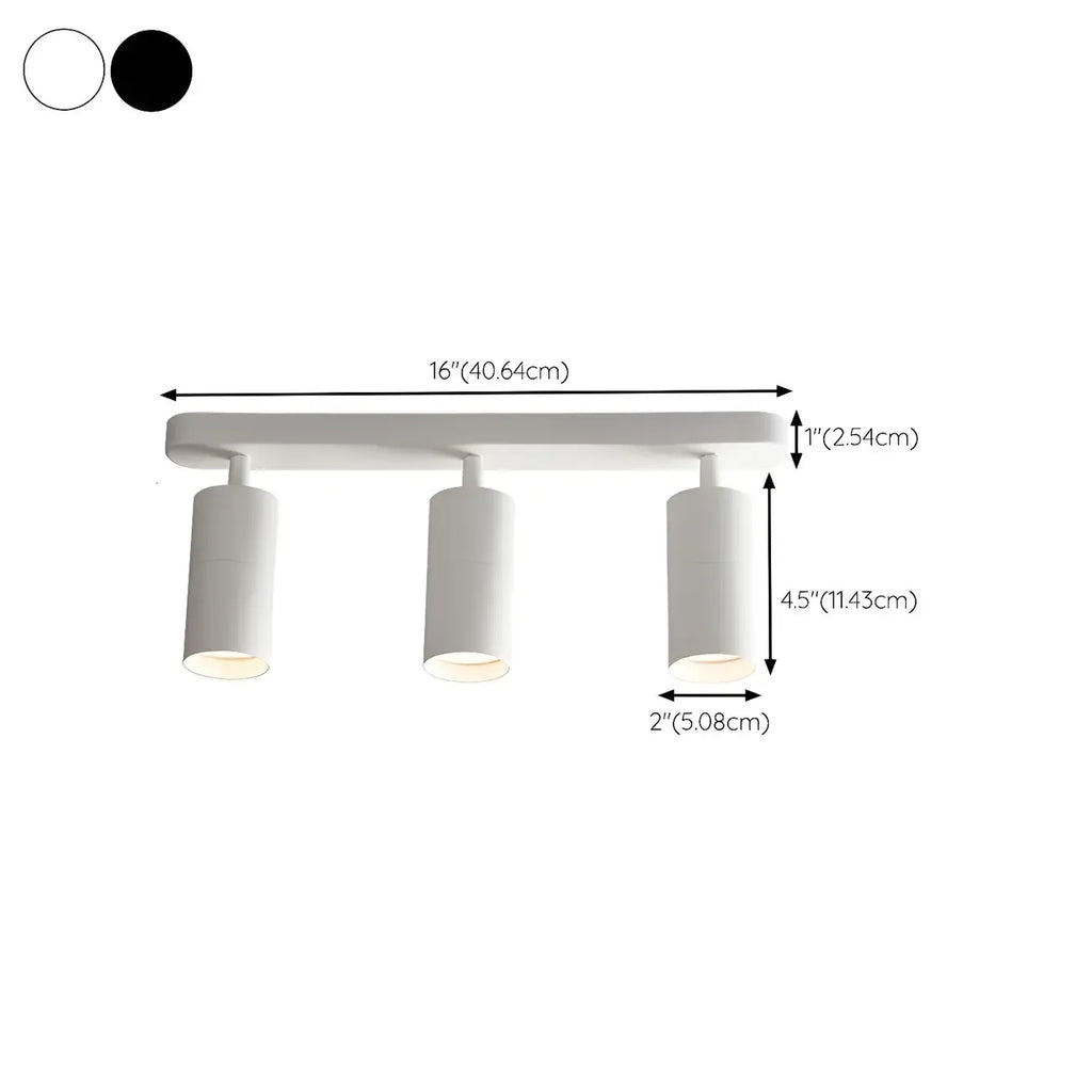 Mini projecteur sur rail cylindrique simple en métal semi-encastré